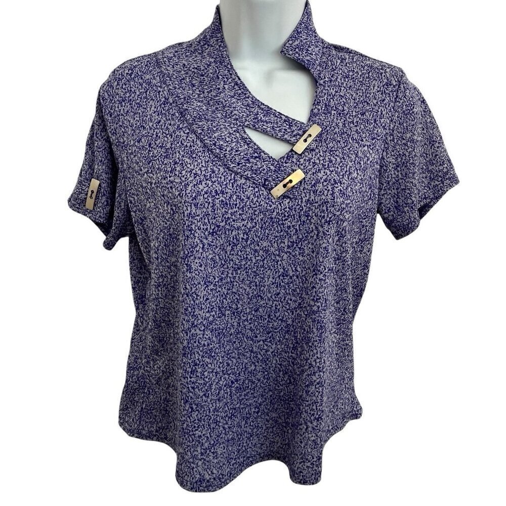 Jamie Sadock Women's S Purple Medium Wrap Collar Metal Buttons Golf Tennis Top